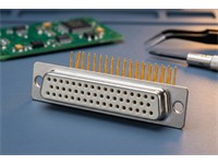 50 way Female D-Sub Connector with PCB Right Angle termination and ( 9.4mm) Machined Pins and without Mounting Brackets [DD50S1A0N]