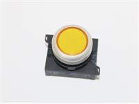 Push Button Actuator Switch Illuminated Latching • Yellow Flush Lens • Metallic Silver 30mm Bezel [P301LYS]