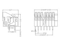 Terminal Block 2,54mm 2W PCB Screwless 2A 150V [MRT25R-2E]
