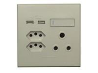 VETI 3 Single RSA 1x16A, 2xV-Slim Socket, 2xUSB Socket (100x100mm) Titanium [VETI 3V27TT]