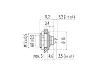 Circular Connector M9 Panel Flange Female 4 Pole Front Mount Solder Terminal IP67 [09-0412-80-04]