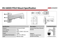 Hikvision Vertical Pole Mount Bracket(with Junction Box) Aluminum Alloy & Steel, Suitable for Speed Dome Wall Corner Mounting [HKV DS-1602ZJ POLE]