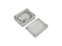 PLASTIC WATERPROOF ABS ENCLOSURE ,140g ,RATED  IP65 ,SIZE :115X88X47 MM ,3MM BODY THICKNESS , IMPACT STRENGTH RATING IK07 ,BOX BODY AND COVER FIXED WITH  STAINLESS SCREWS ,SILICONE FOAM SEAL,INTERNAL LUG FOR CIRCUIT BOARD OR DIN RAIL TRACK . [XY-ENC WPP15-01 MS]