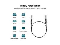 TP-LINK 1 Meter 10G SFP+ Direct Attach Cable, 2XSFP+ Connectors On Both Sides, Operating Temperature: 0–70 °C (32–158 °F), Conductor: Silver Plated Copper [TP-LINK SM5220-1M]