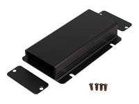 Extruded Aluminium Enclosure with Integrated Flange 120x54x23mm - Aluminium End Plates [1455CF1201BK]