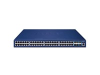 Planet 48 Port 10/100/1000BASE-T, 6x10GBASE-SR/LR SFP+, Console Port:1xRJ45~RS232 Serial Port (9600, 8, N, 1), CPU:MIPS 800MHz, RAM:512Mbytes, Managed Switch, AC100~240V 50/60Hz, 440x260x44 mm [GS-6311-48T6X]