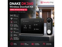 DNAKE Wireless Door Bell Kit - Includes:1 x DM60 7inch IPS Touch Screen, Wi-Fi:2.4GHz/5GHz, Res:1024x600, TF Card Slot (Max:32GB), PSU12V, Built-in-Mic, 1191×127×20mm - 1 x DC300 Door Camera 2MP HD, Built-in-Mic, Tamper Alarm, Lithium Batt 3.7V [DNAKE-DK360W KIT]