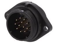 Male Circular Connector • Plastic Screw Lock Panel Flange Receptacle • 12 Pole with Cap 5A 400VAC IP68 [XY-CC213-12P-C]