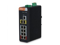 Dahua 10 Port Managed Industrial Gigabit Switch, 8×RJ45 10/100/1000Mbps PoE Ports (V3.0), 2×Gigabit SFP Ports, 802.3af/at/Hi-PoE/bt PoE Standard, Supports VLAN, PSU:53VDC, MAC Table Size:8K, Common Mode:6kV, 125×53.5×175mm, 1.25kg [DHA IS4210-8GT-120]