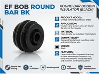 Round Bar Insulator - Bobbin - Round Bar - Black {EI-BRBB} [EF BOB ROUND BAR BK]
