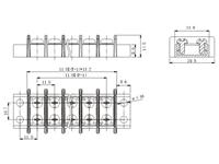 11mm Barrier Terminal Block • 6 way • 20A – 300V • Straight Pins • Black [XY868A-6P]