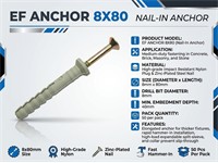 Nail in Anchor, Size : 8x80mm (50 per pack) [EF ANCHOR 8X80]