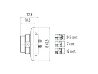 7 way Male Socket Connector With IP40 250V 5A Screw Locking and Solder Termination [09-0043-00-07]
