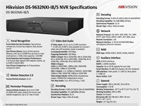 Hikvision 32CH AcuSense 4K NVR H.265/H.264/H.264+/MPEG4, 32 MP/24 MP/12 MP/8 MP/6 MP/5 MP/4 MP/3 MP/1080p/UXGA/72,8xSATA, 2xUSB2.0, 2xRJ45, 1xUSB 3.0, 2xHDMI, 2xVGA,1xeSATA Interface, Up to 10TB CAP for each HDD, 100~240 VAC, 50/60 Hz,30W, 442×459×92mm [HKV DS-9632NXI-I8/S]