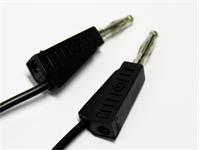 Test Lead - Black - 500mm - PVC 1mm sq. -  4mm Stackbl 'Lantern' Banana Plugs  19A-30VAC/60VDC [XY-ML50/1E-BLK]