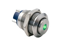 Vandal Resistant Push Button Switch 12mm Momentary. Raised Button Red DOT LED 1,8V - 1n/o 2A-36VDC -IP65-Stainless Steel (Anti Vandal) [AVP12R-M1SDR1V8]
