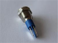 LED INDICATOR 10mm FLAT PANEL MOUNT BLUE DOT 12V AC/DC 20mA IP65 -  NICKEL PLATED BRASS [AVL10F-NDB12]