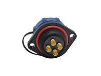 Circular Connector Plastic IP68 Screw Lock Panel Flange Receptacle 4 Pole Female, come with Dust Cap 30A 500VAC [XY-CC213-4S-1C]