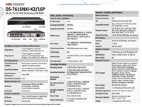 Hikvision AcuSense 16Ch NVR 4K ,H2.65+/H2.65,1xRJ45 10/100/1000Mbps,16xRJ45 10/100Mbps,160Mbps,H.265/H.265+/H.264+/H.264,2xSATA Interface Upto 10TB,HDMI/VGA,12 MP/8 MP/6 MP/5 MP/4 MP/3 MP/1080p/UXGA/720p/VGA/4CIF/DCIF/2CIF/CIF/QCIF,Psu:240Vac,≤ 200W [HKV DS-7616NXI-K2/16P]