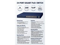 Planet 24 Port 10/100/1000T 802.3at PoE + 2-Port 1000X SFP Gigabit Ethernet Switch Unmanaged [GSW-2620HP]