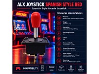 Red Spanish Style Joystick 4 Way/8 Way Adjustable for Video Game Console [ALX JOYSTICK SPANISH STYLE RED]
