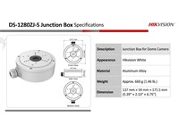 Hikvision Junction Box for Dome Cameras, Indoor/Outdoor with White and Aluminium alloy Material; Φ137 mm × 42 mm [HKV DS-1280ZJ-S]