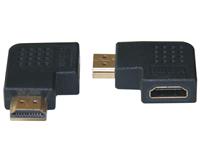 HDMI ADAPTOR A Male to A Female LEFT SIDE ,FLAT 90 DEGREE  gold connector , black color [ADAPTOR HDMI M/F90LS]