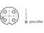 Circular Connector - RD24 style Binder 4 Pole (3P+Earth) Cable End Female Long Strain Relief Screw Term. 16A/400VAC. Cable OD 10-12mm. IP67 [99-0210-15-04]