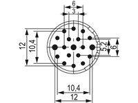 Circular Connector M23 Signal Male Solder Insert CW- 19 Pole, for 16x1mm/ 3x1,5mm Contacts - 8/10A @ 320VAC Max. [7001919103]