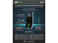 ZK Teco F22 Black Silkid Fingerprint Reader Indoor 2.4″ TFT LCD Colour, 3000 Fingerprints, 5000 Cards, TCP/IP, RS485 & USB Host, 12VDC 3A, IP54 [ZKT F22]