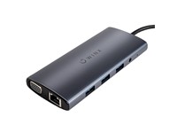 WINX CONNECT Max 11-in-1 Type-C HUB, 1xHDMI:4K@30Hz (3840x2160), 1xVGA:1080@60Hz, 1xType-C 100W Power Delivery (20V/5A), 3xUSB3.0(Up to 5Gbps), 1xUSB2.0(Up to 480Mbps), 1xRJ45 Gigabit Ethernet, 1x3.5mm AUX Stereo, 1xSD & Micro Card Reader [WINX-HB112]