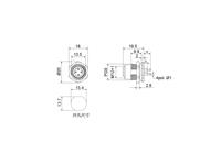 Circular Connector M12 D Code Female 4 Pole. Screw Lock Rear Panel Entry Front Fixing with 6mm x 1mm Ø PCB Contacts. PG9 - IP67 [PM12DF4R-P/9]