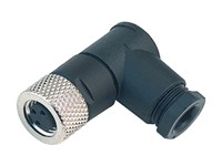 Circular Connector M8 Cable Female Right Angled, 3 Pole Screw Lock Solder Terminal 5,0mm Cable Entry IP67 UL 2238 [99-3402-00-03]