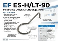 Large Tail Hook, Stainless Steel, 90 Degree Large Tail Hook 2.5mm [EF ES-H/LT/2.5/90D]