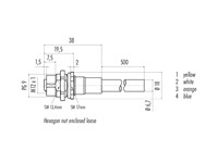 Circular Connector M12 D COD Female 4P Screw Lock M16 X 1,5 Rear Panel Entry Front Mount with 500mm Shield Profinet Cable IP67 (22266) [RKHS 4D-342/0,5M]