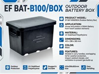Outdoor Battery Box for 100AH Battery, Material:UV Stabilised Polyethylene, 410x238x263mm, Black [EF BAT-B100/BOX]