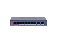Dahua 10 Port Cloud Managed Desktop Switch with 8 Port PoE 10/100 Mbps & 2xRJ45 Gigabit Ports 10/100/1000 Mbps (uplink), Supports VLAN, PSU:54VDC 2.22A, MAC Table Size:8K, Common Mode:6kV, Differential Mode:1kV, 184.6x103.3x27mm, 1.09Kg [DHA CS4010-8ET2GT-110]