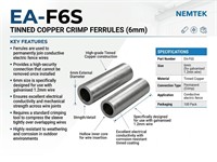 Ferrules - Ferrules - 6mm - Soft Tinned Copper (100 pack) {EA-F6S} [EF FERRULES 6MM]