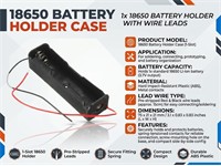 1X18650 Battery Holder with Open Wire Leads [BDD 1XLC18650 BATT HOLDER W/WIRE]