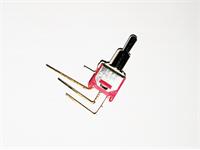 SPDT (ON) OFF (ON) Miniature Vertical Right Angled PCB Switch Standard Non-threaded Bushing 5,33mm Toggle 3A/125VA Au Contacts (Salecom Brand) [TS-8H-TE1R-H]