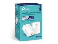 TP-LINK AV1000 Gigabit Powerline Starter Kit, Gigabit Ethernet Port, Pair/Reset Button, Max:2.7W, 300 Meters Over Electrical Circuit, Windows 2000/XP/2003/Vista, Windows 7/8/8.1, Mac/Linux [TP-LINK PA7017 KIT]