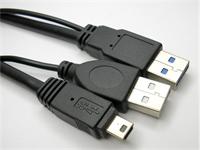 USB SPLITTER CABLE REV 3 ,A-MALE TO A-MALE TO MINI USB (APPROX 55CM) [USB CABLE AM-AM TO MINI USB #TT]