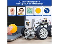 SunFounder Picar-X AI Video Robot Car Kit for Raspberry Pi 5/4/3B+/3B & Zero 2W (NOT INCLUDED), ChatGPT-4o Enabled with Voice Command & Video Recog, Python, Scratch, Camera, Mic, Rech Batt, Camera 5MP, Line/Object Following, Obstacle Avoidance [SUNFOUNDER PICAR-X]