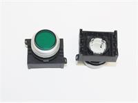 Push Button Actuator Switch Illuminated Momentary • Green Raised Lens • Metallic Silver 30mm Bezel [P302MGS]
