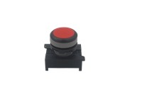 Push Button Actuator Non-Illuminated Momentary • Red Flush Button • Black 30mm Bezel [PB301MR]