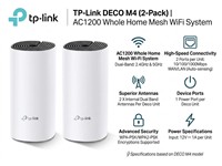 TP-LINK AC1200 Whole Home Mesh WiFi System 2.4Ghz & 5Ghz, 2 Ports 10/100/1000Mbps Wan/lan Ports, 1 Power Port, 2 X Internal Dual Band Antennas Per Deco Unit, WPA-PSK/WPA2-PSK, 12V1A [TP-LINK DECOM4-2PACK]