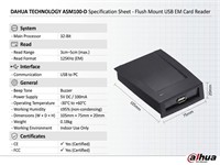 Dahua Card Enrollment Reader USB2.0, Supports ID EM Card, LED Indicator & Buzzer, Read format 125KHz, PSU:5VDC 100mA, Main Processor 32 Bit, 105x75×20mm [DHA ASM100-D]