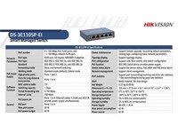 Hikvision Smart Managed 4-Port 100 Mbps PoE Switch , 4×100 Mbps PoE RJ45 ports, 1×100 Mbps network RJ45 port , IEEE 802.3at , 48VDC@1.35A , MAX POWER:65W , 105×27.6×83.1mm [HKV DS-3E1105P-EI]