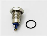 VANDAL RESIST PILOT LAMP 12mm FLAT  ORN DOT LED 12V AC/DC 15mA  - IP67 -  NICL PLATED BRASS [AVL12F-NDO12]
