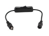 2.1MM MALE AND FEMALE DC CONNECTOR ON LEAD WITH IN-LINE SWITCH. BLACK. 30CM [CMU DC M/F CABLE WITH SWITCH BK]